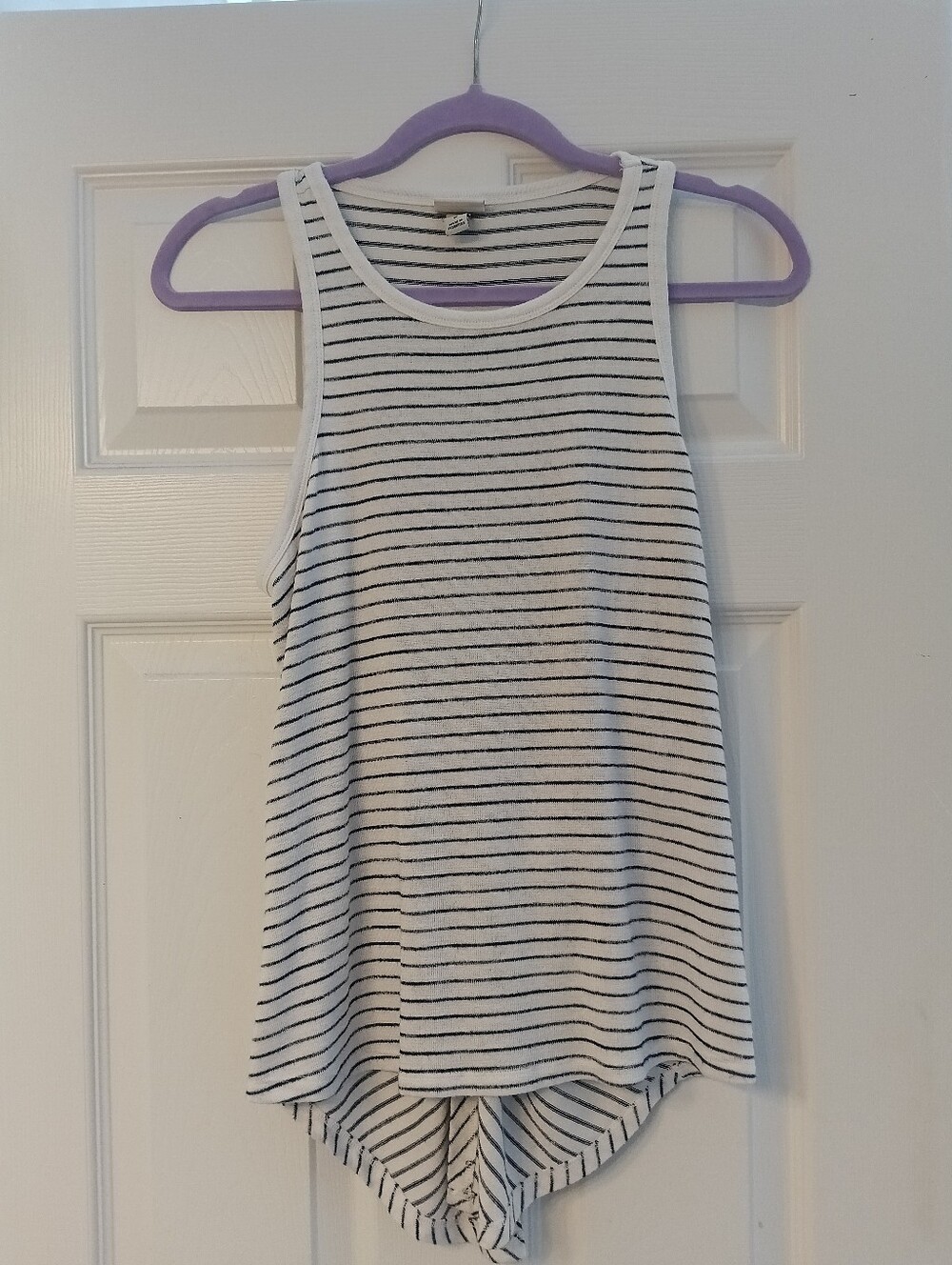 A New Day Striped Twist Back Racerback Tank Top Black White Size Small